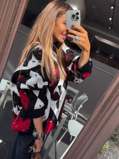 Long Sweater with decorative weave - soft ecru