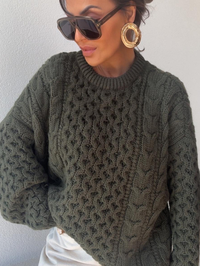 Long Sweater with decorative weave - soft ecru