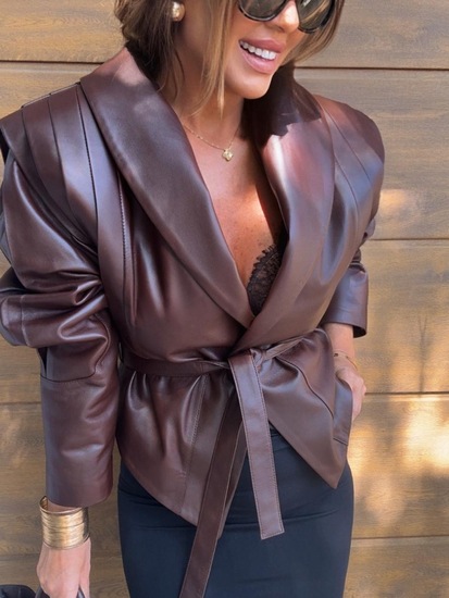 Leather jacket - Chocolate