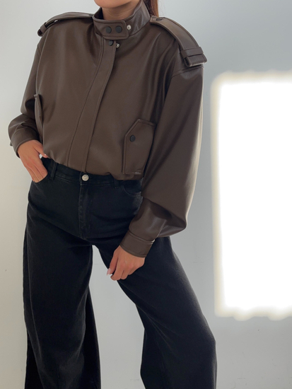 Eco leather jacket - Chocolate