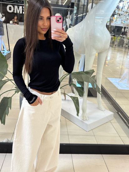 Long sleeve striped blouse - Black