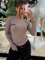 Long sleeve striped blouse - Beige