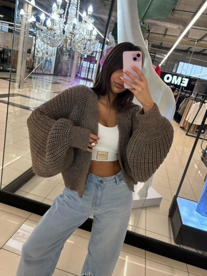 Button-down cardigan - Chocolate