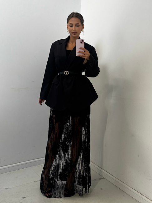 Long lace skirt - Black
