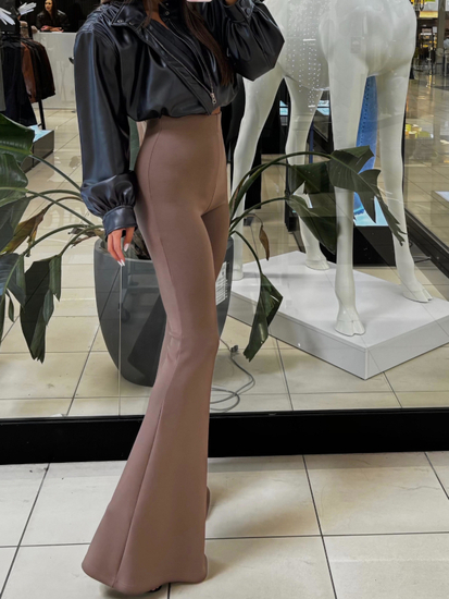 Trousers/Leggings Bells Wide Long - Beige