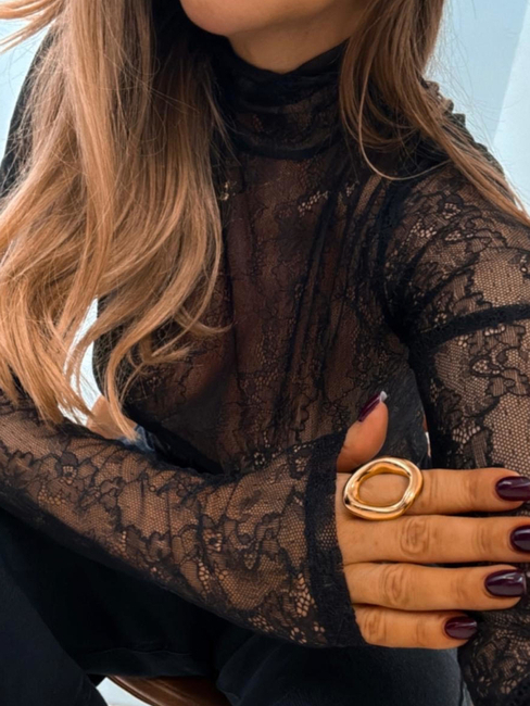 Women's lace turtleneck - Black