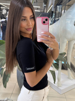 Bluzka z krótkim rękawem prążek  - Czarna