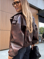Vintage Mat eco leather jacket - Brown