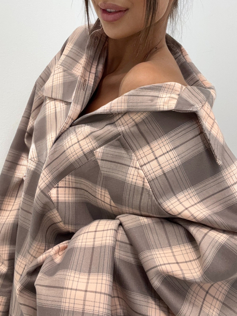 Koszula w kratę  - Łosoś