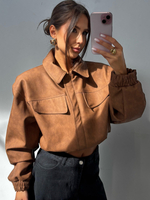 Mat eco leather jacket - Cigar