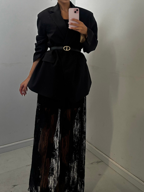 Long lace skirt - Black