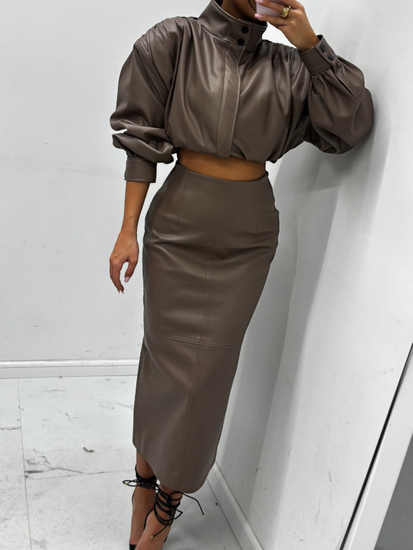 Suede Skirt - Milk Chocolate
