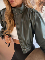 Eco leather jacket - Khaki