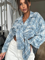 Koszula w kratę  - Błękitny