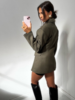 Marynarka taliowana zamszowa - Khaki