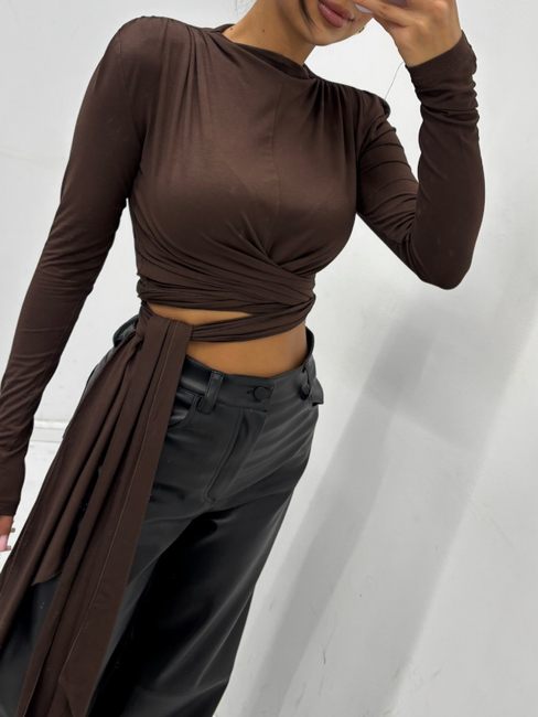 Long sleeve striped blouse - Grey