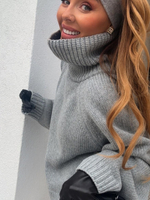 Long Sweater with decorative weave - soft ecru