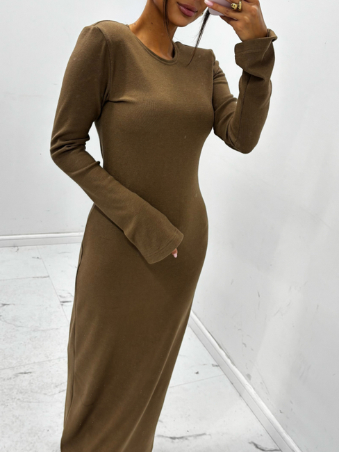 Sukienka bawełniana long - Khaki