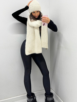 Komplet szalik z czapką - Kremowy