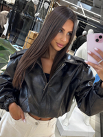 Vintage Mat eco leather jacket - black and brown