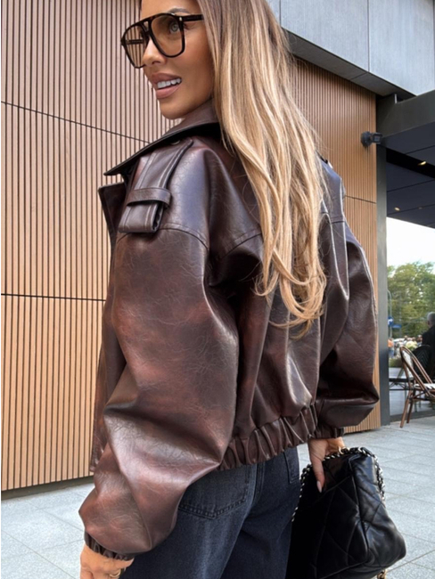 Vintage Mat eco leather jacket - Brown