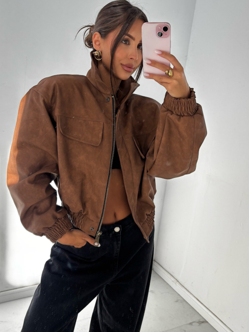 Mat eco leather jacket - Cigar