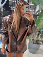 Patent leather jacket - Brown