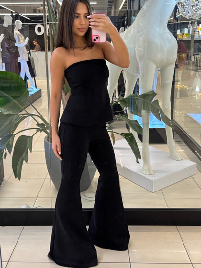 Trousers/Leggings Bells Wide Long - Black