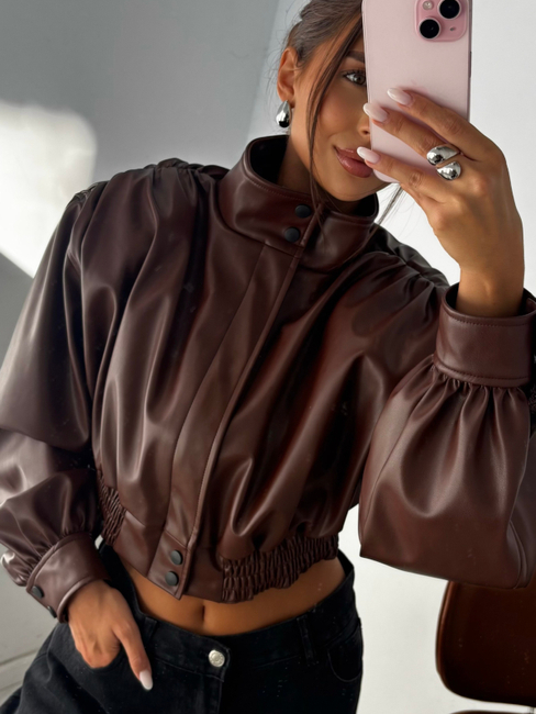 Eco leather jacket - Milk chocolate
