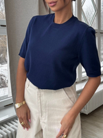 Miękki T-shirt z Dzianiny - Granat