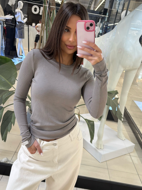 Long sleeve striped blouse - Grey