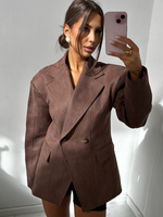 Marynarka taliowana zamszowa - Czekolada