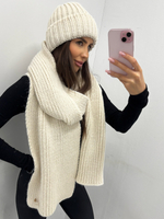 Komplet szalik z czapką - Kremowy