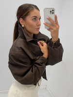 Mat eco leather jacket - Chocolate