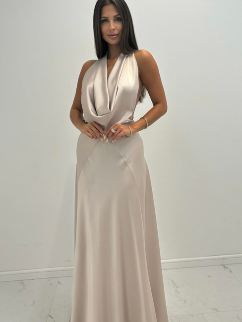 Long dress with open back - Beige