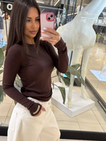 Long sleeve striped blouse - Chocolate