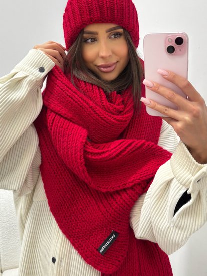 Komplet szalik z czapką - Czerwony