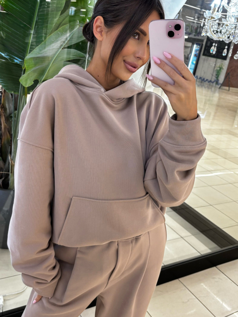 Basic sweatshirt set with hood - Orange