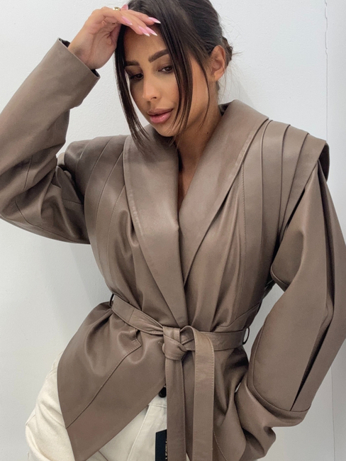Kurtka skórzana - Taupe