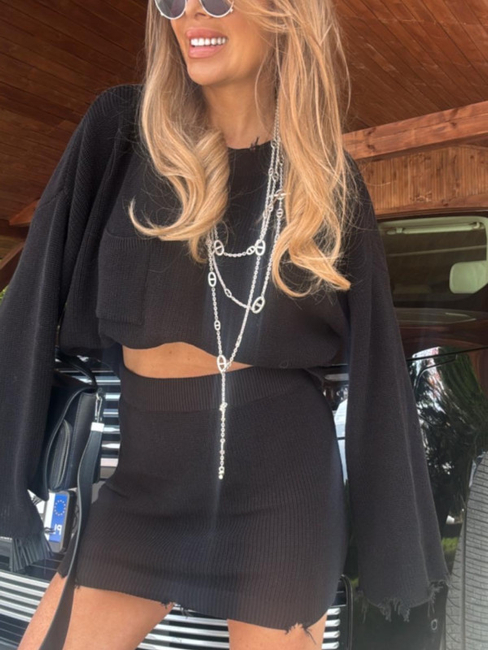 Sweater set skirt and sweater - Black