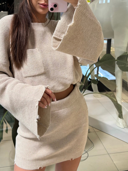 Sweater set skirt and sweater - Beige