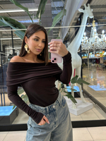 Blouse with open shoulders - Chocolate