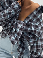 Koszula w kratę  - Granatowo - Niebieski