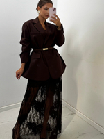 Long lace skirt - Chocolate