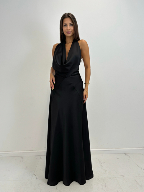 Long dress with open back - Black