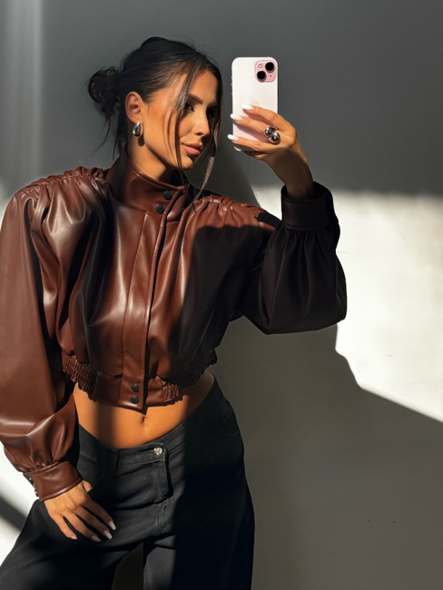 Eco leather jacket - Milk chocolate