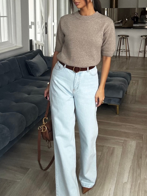 Sweter z grubszej dzianiny  - Cappucino