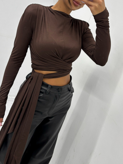 Long sleeve striped blouse - Grey