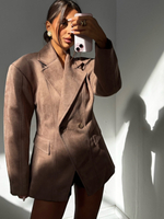 Marynarka taliowana zamszowa - Brąz