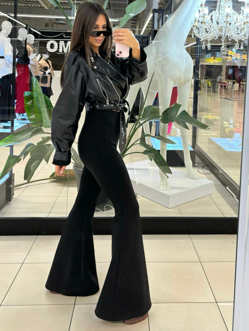 Trousers/Leggings Bells Wide Long - Black